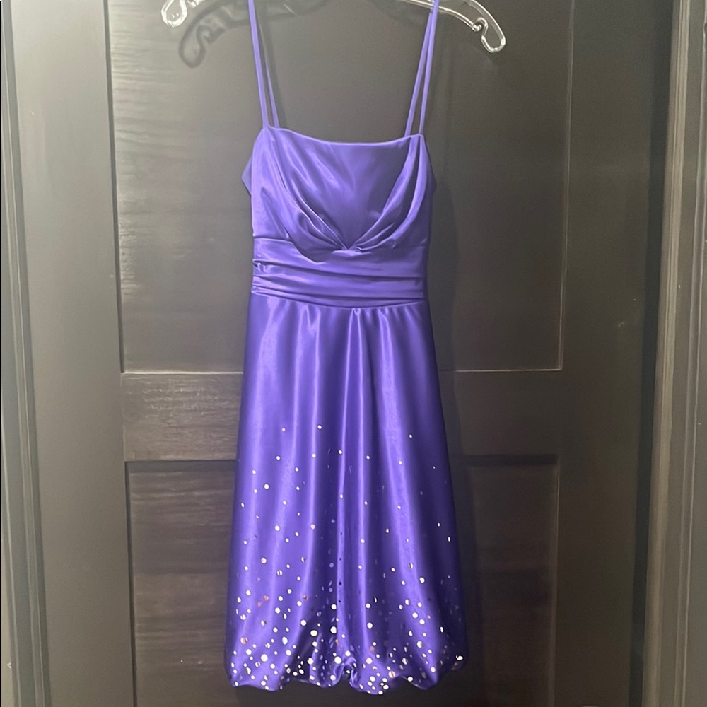 Purple Bubble Skirt Dress with Sequins